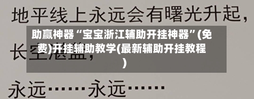 助赢神器“宝宝浙江辅助开挂神器”(免费)开挂辅助教学(最新辅助开挂教程)-第2张图片