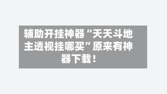 辅助开挂神器“天天斗地主透视挂哪买”原来有神器下载！-第3张图片