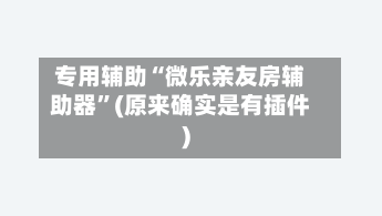 专用辅助“微乐亲友房辅助器”(原来确实是有插件)-第2张图片