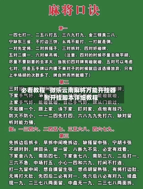 必看教程“微乐云南麻将万能开挂器	”附开挂脚本详细教程-第2张图片
